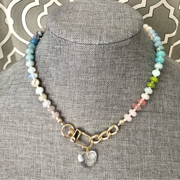 Modern Stone Necklace with Charm - Picture 13 of 13